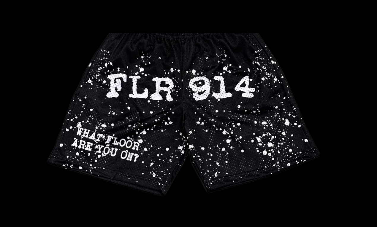 JET BLACK SPLATTER SHORTS