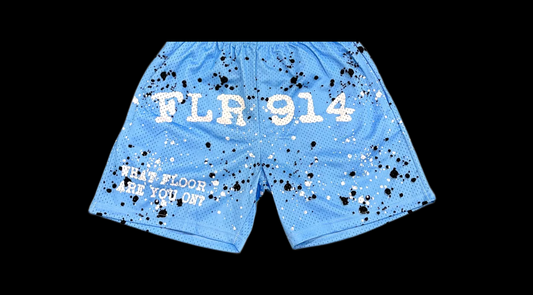 POWDER BLUE SPLATTER SHORTS